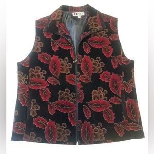 Velvet Women's Autumn Shimmering Gold Border Leaves Vest Size XXXL